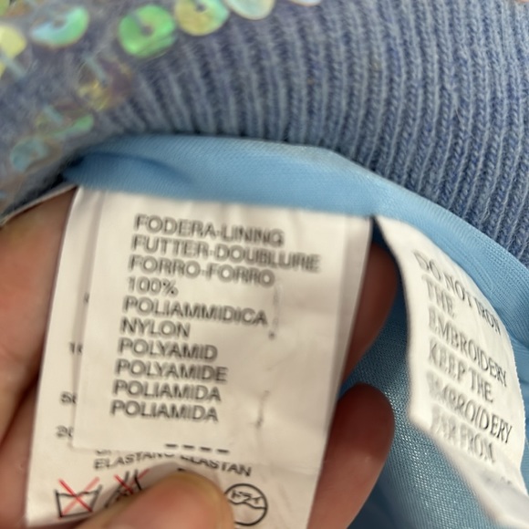 LIU-JO - sweater sequins iridescent blue angora blend vneck size XS - Picture 5 of 9